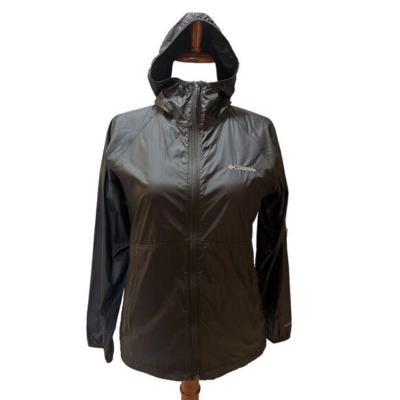 Columbia Sportswear Womens Hooded Omni-Tech Shell Rain Jacket Black Size Small - Picture 1 of 9